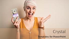  Presentation with payment - Colorful presentation design enhanced with young-woman-injured-wearing-bandage backdrop and a coral colored foreground