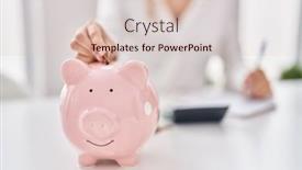  Presentation with piggy bank - Slides having young-woman-inserting-coin background and a lemonade colored foreground