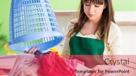  Presentation with ironing - Slide set having young-woman-ironing-clothing background and a red colored foreground