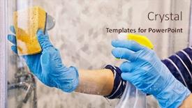 Presentation with cleaning - Amazing theme having young-woman-is-cleaning backdrop and a lemonade colored foreground