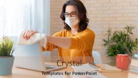  Presentation with office cleaning - Cool new slides with young-woman-is-doing backdrop and a coral colored foreground