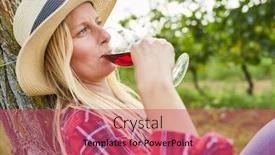 Presentation with drinking glass - Amazing slide set having young-woman-is-drinking backdrop and a red colored foreground