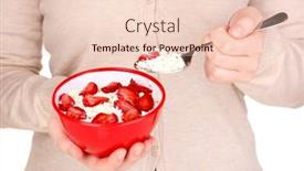  Presentation with cheese - Cool new presentation theme with young-woman-is-eating-cottage backdrop and a  colored foreground