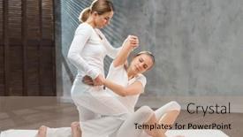  Presentation with massage therapy - Amazing presentation design having young-woman-is-getting-thai backdrop and a coral colored foreground