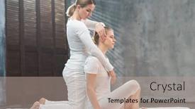  Presentation with massage therapy - Colorful presentation theme enhanced with young-woman-is-getting-thai backdrop and a coral colored foreground