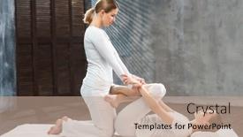  Presentation with massage therapy - Audience pleasing presentation theme consisting of young-woman-is-getting-thai backdrop and a coral colored foreground