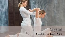 Presentation with massage therapy - PPT layouts enhanced with young-woman-is-getting-thai background and a light gray colored foreground