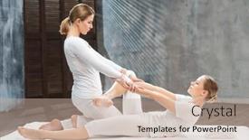  Presentation with massage therapy - Slide set enhanced with young-woman-is-getting-thai background and a coral colored foreground