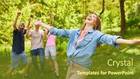  Presentation with success - Presentation having young-woman-is-happy background and a tawny brown colored foreground