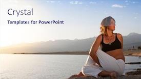  Presentation with fishes - Beautiful slide deck featuring young-woman-is-practicing-yoga backdrop and a sky blue colored foreground