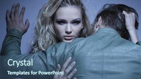  Presentation with lover - PPT theme consisting of young woman is pulling her background and a ocean colored foreground