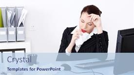  Presentation with sneezing - PPT theme having young woman is sneezing illness concepion background and a light blue colored foreground