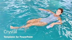  Presentation with aerobics - Colorful slide set enhanced with young-woman-is-swimming backdrop and a teal colored foreground