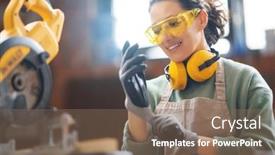  Presentation with carpenter - Presentation featuring young-woman-is-training background and a violet colored foreground