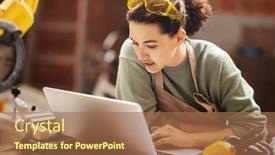  Presentation with carpenter - PPT layouts featuring young-woman-is-training background and a coral colored foreground