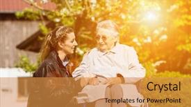  Presentation with nursing - Cool new presentation with young woman is visiting her grandmother in nursing home backdrop and a gold colored foreground