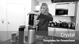 Presentation with carrots - Audience pleasing theme consisting of young woman juicing carrots backdrop and a dark gray colored foreground