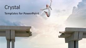  Presentation with gap - Colorful theme enhanced with young woman jumping backdrop and a light blue colored foreground
