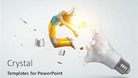  Presentation with air - PPT theme having young-woman-jumping background and a white colored foreground