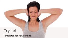  Presentation with ears - PPT layouts having young-woman-keeps-her-ears background and a lemonade colored foreground