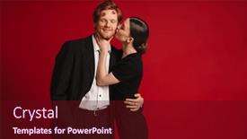  Presentation with lipstick - Presentation theme featuring young-woman-kissing-handsome-man background and a wine colored foreground