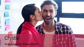  Presentation with creative - PPT theme consisting of male colleague in creative office background and a red colored foreground