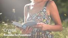  Presentation with kneeling - Audience pleasing slides consisting of young-woman-kneeling-in-meadow backdrop and a coral colored foreground