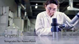  Presentation with rubber gloves - Amazing slide set having young-woman-lab-technician backdrop and a light gray colored foreground