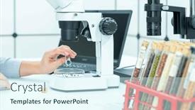  Presentation with checks - PPT layouts enhanced with young-woman-laboratory-assistant-checks background and a cool aqua colored foreground