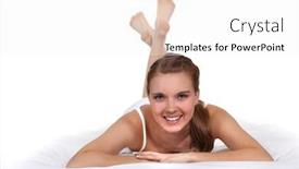  Presentation with bed - Presentation design featuring young-woman-laying-on-bed background and a white colored foreground