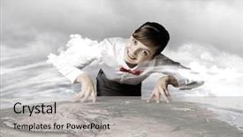  Presentation with earth - Presentation design featuring young woman leaning upon earth background and a  colored foreground