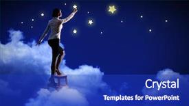  Presentation with night stars - Presentation theme with young woman lighting stars background and a royal blue colored foreground