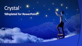  Presentation with night stars - Presentation theme enhanced with young woman lighting stars background and a navy blue colored foreground