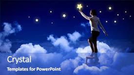  Presentation with night stars - PPT theme having young woman lighting stars background and a cobalt blue colored foreground