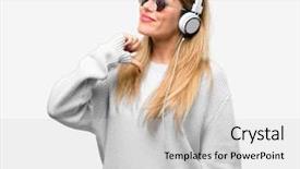  Presentation with heartbeat music - PPT layouts with young woman listen to music background and a  colored foreground