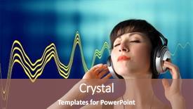  Presentation with sound - Colorful slide deck enhanced with young woman listening music and sound vibrations backdrop and a coral colored foreground