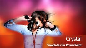  Presentation with disco - Colorful PPT theme enhanced with young woman listening music at disco or a night club backdrop and a crimson colored foreground