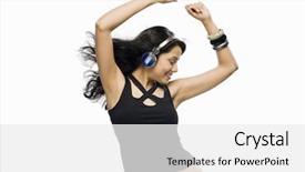  Presentation with dancing music grass - Presentation theme having young woman listening to music background and a white colored foreground