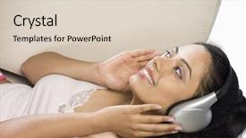  Presentation with listening woman - Slides featuring young woman listening to music background and a lemonade colored foreground