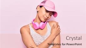  Presentation with love music - Cool new theme with young-woman-listening-to-music backdrop and a coral colored foreground