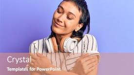  Presentation with love music - Amazing presentation theme having young-woman-listening-to-music backdrop and a coral colored foreground