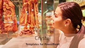  Presentation with butchery - Presentation with young-woman-looking-at-ham background and a coral colored foreground