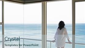  Presentation with resort - Slide deck with sea view from balcony background and a sky blue colored foreground