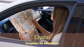  Presentation with city map - Presentation featuring young-woman-looking-city-map background and a violet colored foreground