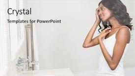  Presentation with young sing woman singing young - Colorful slides enhanced with young woman looking her self backdrop and a white colored foreground