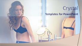  Presentation with mirror - Cool new slide deck with young-woman-looking-herself backdrop and a sky blue colored foreground