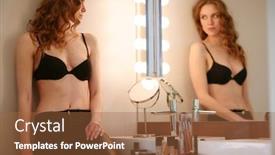  Presentation with mirror - Beautiful slide deck featuring young-woman-looking-herself backdrop and a red colored foreground