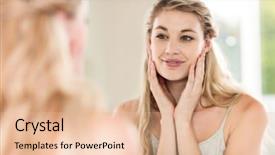  Presentation with mirror - Theme having young woman looking in mirror background and a lemonade colored foreground