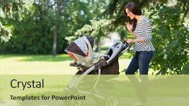  Presentation with baby in womb - Cool new theme with young woman looking into baby backdrop and a yellow colored foreground