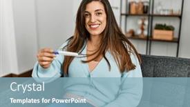  Presentation with pregnancy - Theme with young-woman-looking-pregnancy-test background and a light blue colored foreground